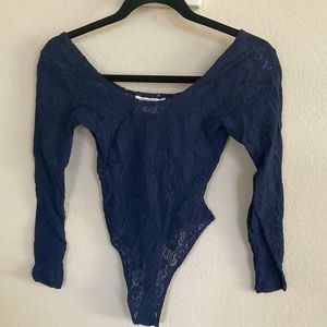 Navy lace long sleeved top